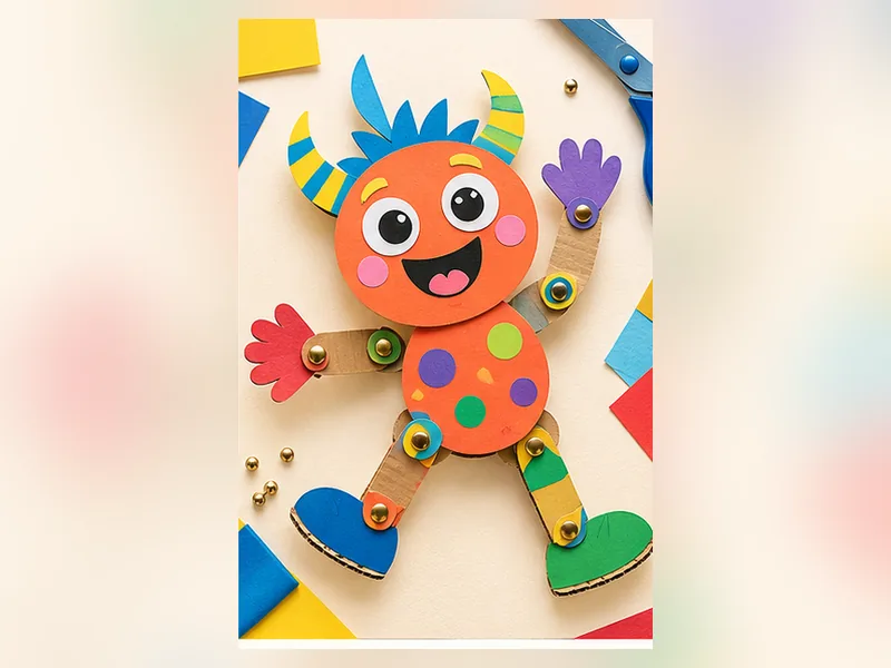 Original colourful finished creative project example for Make a movable paper character